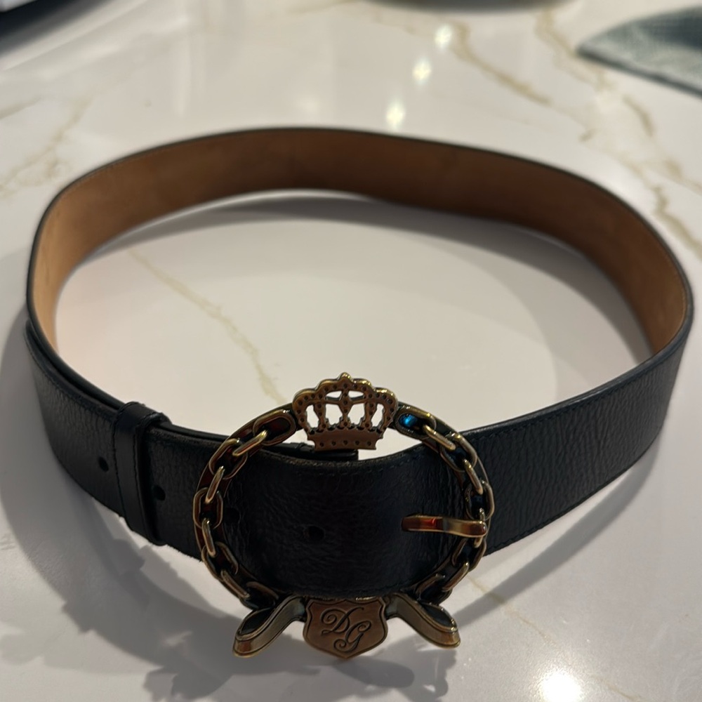 Dolce&Gabbana authentic black leather belt 85cm-34inch long, slightly curved